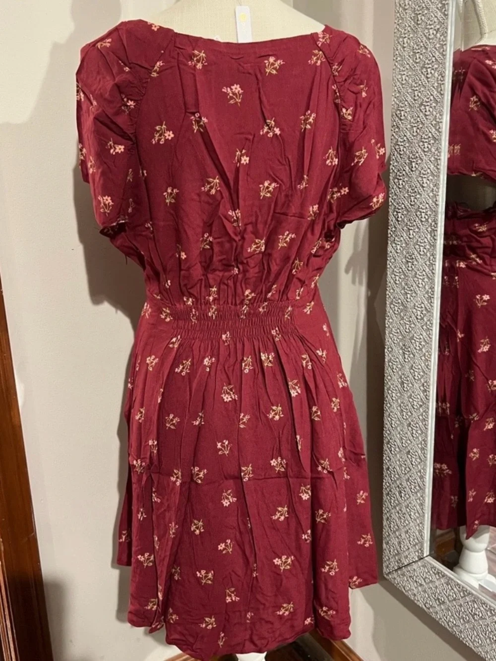 FREE PEOPLE Everyone’s Favorite Mini Dress Red Combo Floral Girly Boho Large